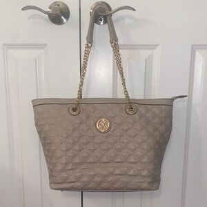 CXL by Christian Lacroix Elegant Beige Quilted Tote Bag